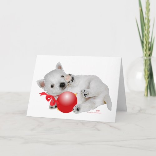 Westie Puppy Christmas Playtime Holiday Card