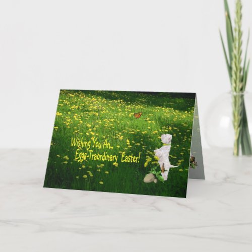 Westie Puppy Eggs _ Trait Easter Wishes Holiday Card