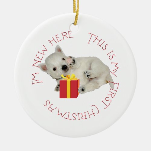 Westie Puppy First Christmas Ceramic Ornament