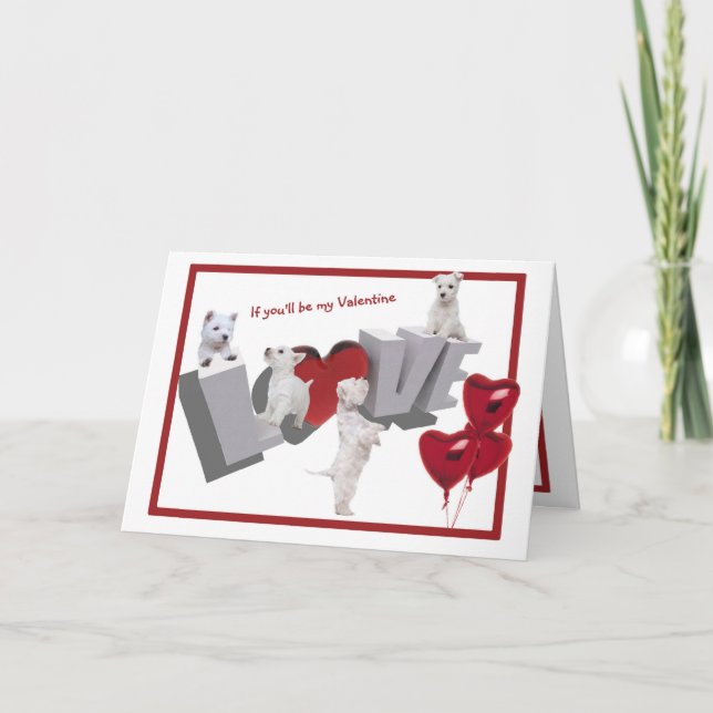 Westie Puppy Love Valentine's Day Holiday Card (Front)