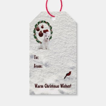 Westie Puppy Warm Christmas Wishes Gift Tags. Gift Tags by 4westies at Zazzle