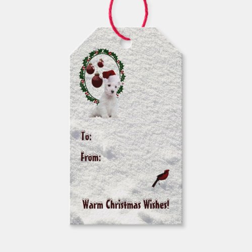 Westie Puppy Warm Christmas Wishes Gift Tags Gift Tags