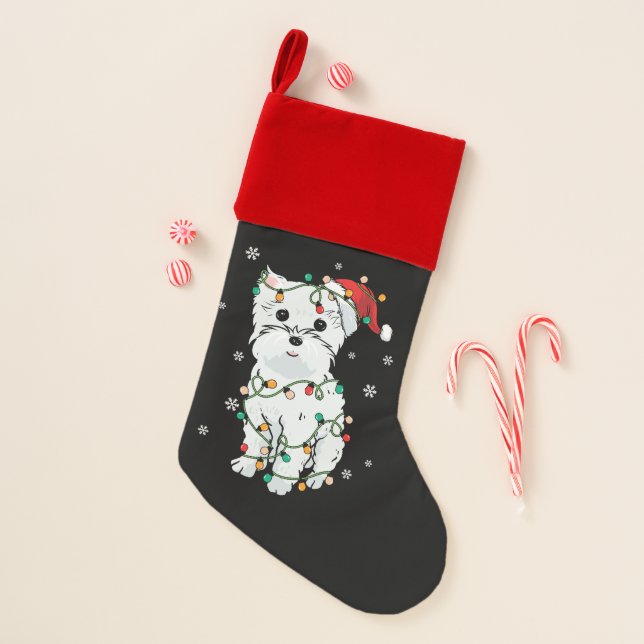 Westie Red Black Christmas Christmas Stocking (Front)