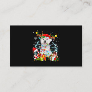 Westie Reindeer Christmas Tree Lights Pajama Dog X Business Card