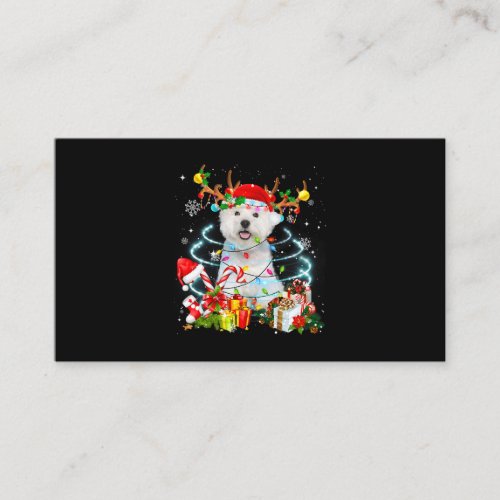 Westie Reindeer Christmas Tree Lights Pajama Dog X Business Card