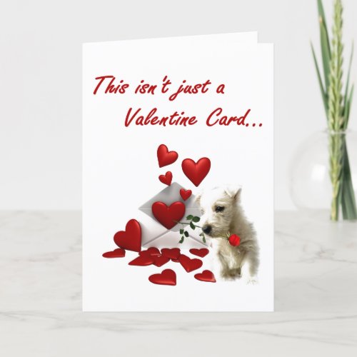 Westie Rose and Hearts Valentine Holiday Card