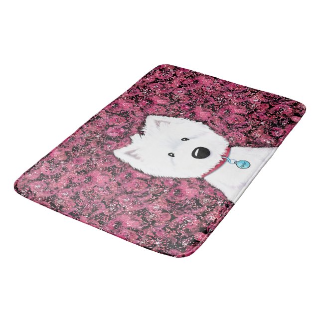 Westie Roses Floral Bath Towel Set Bath Mat (Angled)