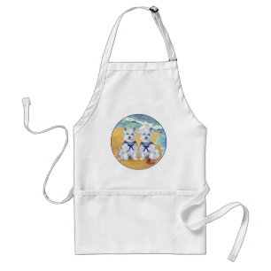 Westie Sailor Twins at the Beach Adult Apron