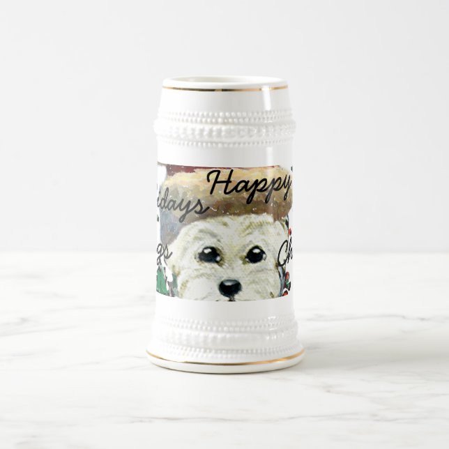 Westie Santa Stien Beer Stein (Center)