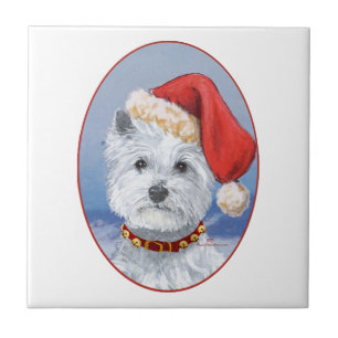 Westie Santas Helper Ceramic Tile