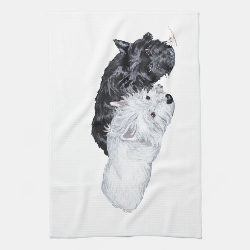 Westie  Scottie at Ease Kitchen Towel