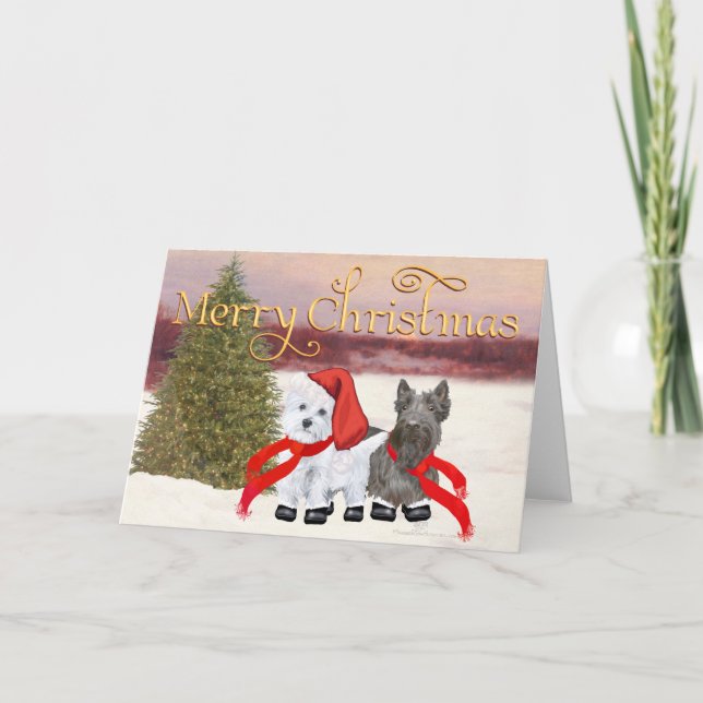 Westie Scottie Christmas Holiday Card (Front)