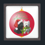 Westie Scottie Christmas Ornament Gift Box<br><div class="desc">Christmas Westie and Scottie dogs to help you celebrate the Christmas Season!  Come visit our Maggie Ross Scotties shop to see more than 400 seasonal designs created from my original artwork on clothing,  novelty and gift items! Merry Christmas!</div>