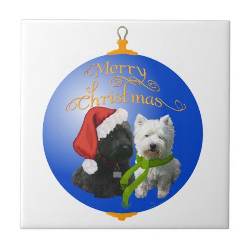 Westie Scottie Christmas Ornament Tile