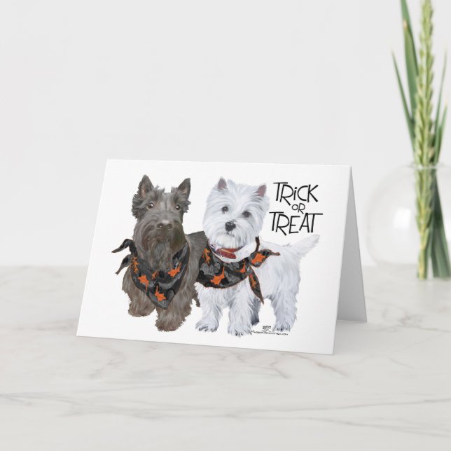 Westie Scottie Trick or Treat Card (Front)
