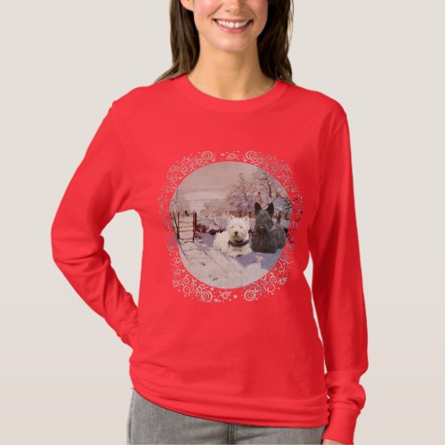 Westie  Scottie Winter Magpie T_Shirt