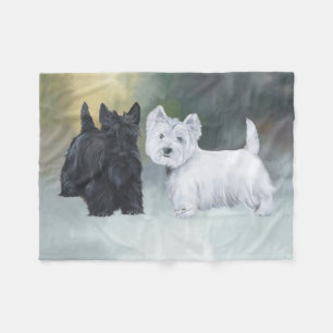 Westie Scottie Wintertime Fleece Blanket