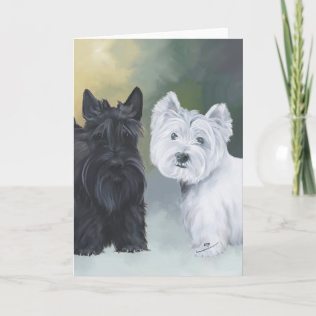 Westie Scottie Wintertime Holiday Card (Front)
