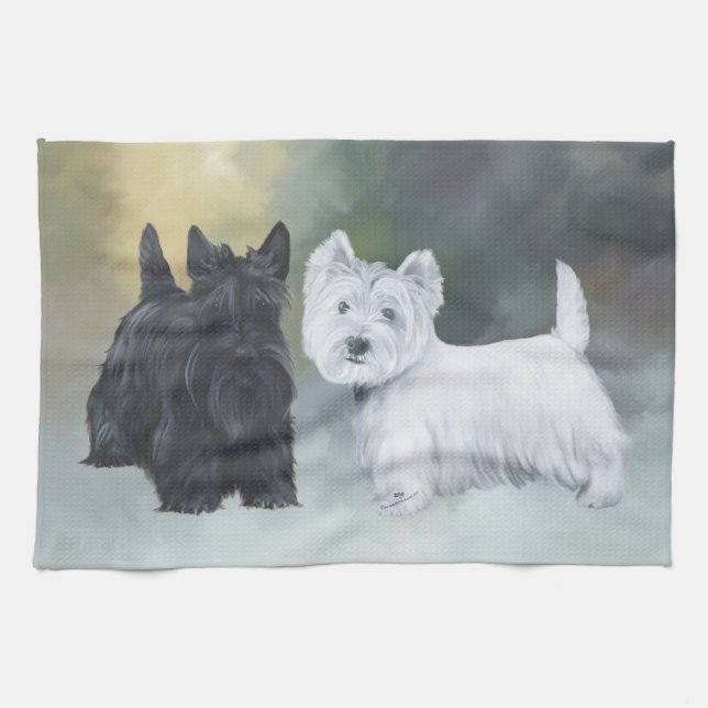 Westie Scottie Wintertime Towel (Horizontal)