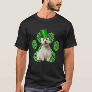 Westie Shamrock Paw Clovers St Patrick's Day T-Shirt