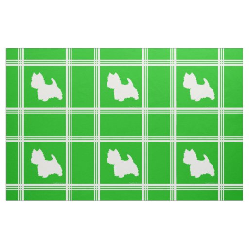 Westie Silhouette on Green Fabric