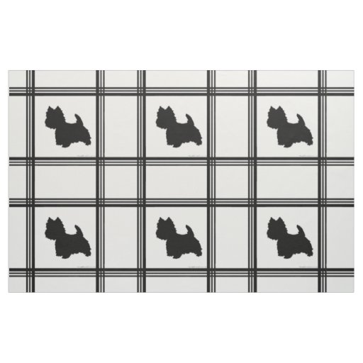 Westie Silhouette on Gridwork Fabric
