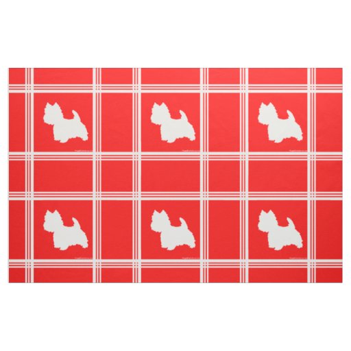 Westie Silhouette on Red Fabric