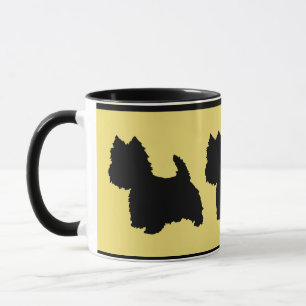 Westie Silhouette on Yellow Mug