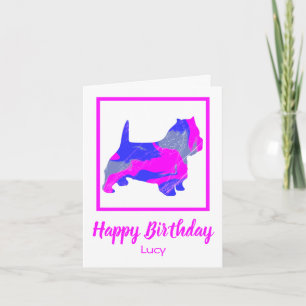 Westie Silhouette Pink Dog Funny Birthday Card
