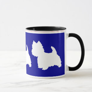 Westie Silhouette Red & Blue Mug