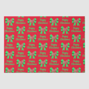 Westie Silhouette Red Christmas Dog & Green Bow Tissue Paper