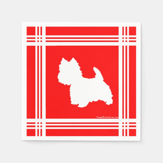 Westie Silhouette Red Napkins (Front)