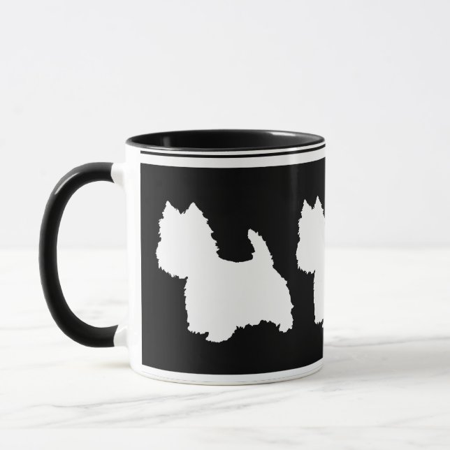 Westie Silhouette White on Black Mug (Left)