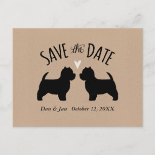 Westie Silhouettes Wedding Save the Date Announcement Postcard
