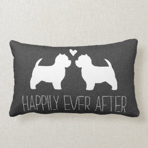 Westie Silhouettes with Heart and Text Lumbar Pillow