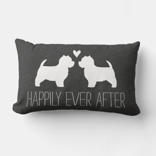 Westie Silhouettes with Heart and Text Lumbar Pillow