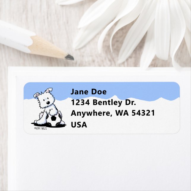 Westie Soccer Star Label (Insitu)