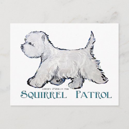 Westie Squirrel Patrol Postcard