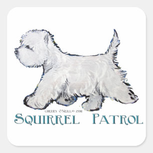 Westie Squirrel Patrol Square Sticker