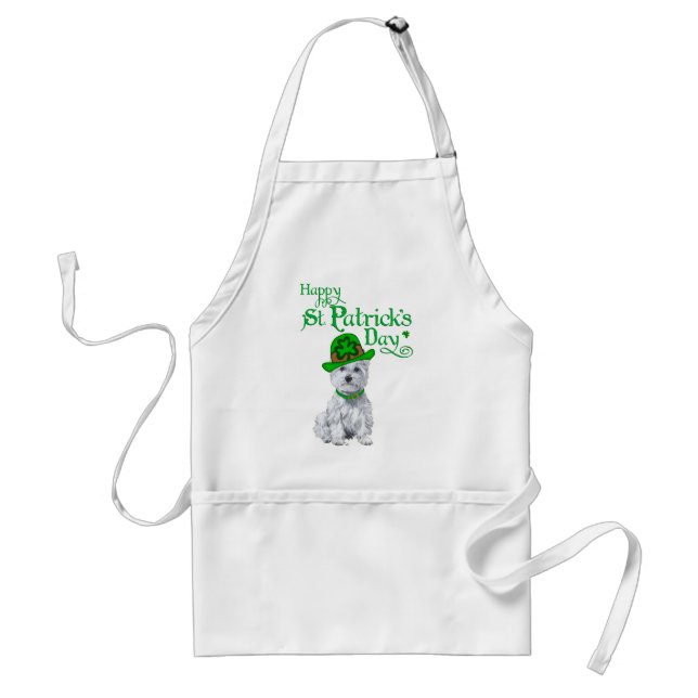 Westie St Patricks Day Adult Apron (Front)