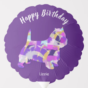 Westie Terrier Dog Silhouette Cute Purple PY&B Balloon