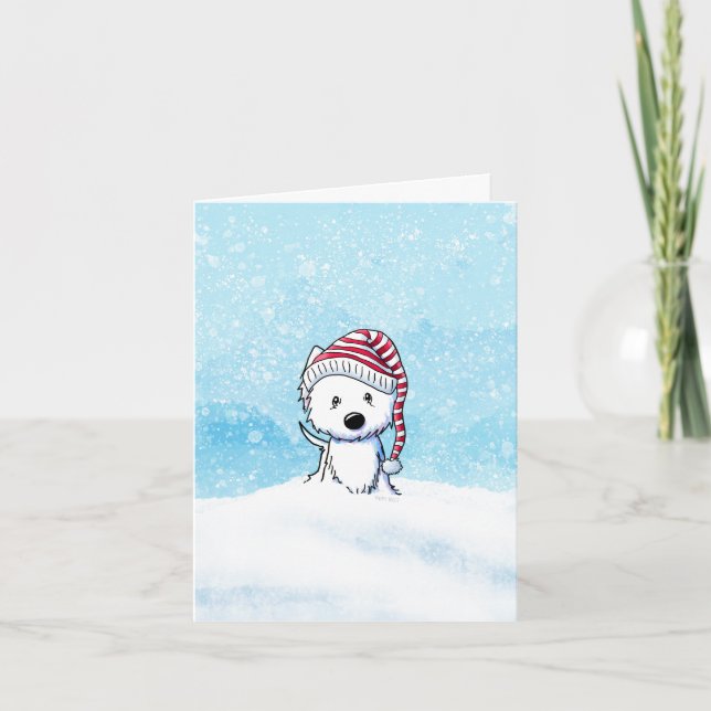 Westie Terrier Dog Winter Holiday Card (Front)