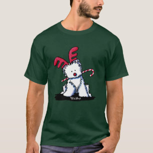 Westie Terrier Reindeer Dark Shirt