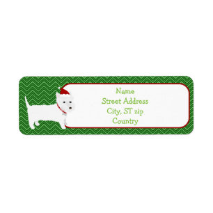 Westie Terrier Santa Hat Return Address Label