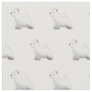Westie Terrier Silhouette Tiled - Basic Fabric