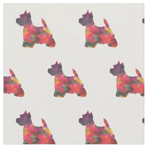 Westie Terrier Silhouette Tiled - Multi Fabric