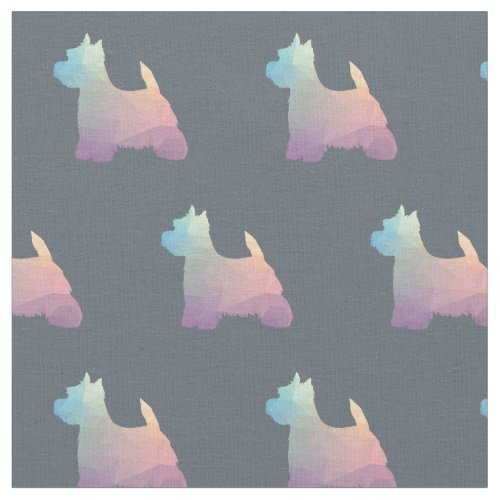 Westie Terrier Silhouette Tiled _ Pastel Fabric