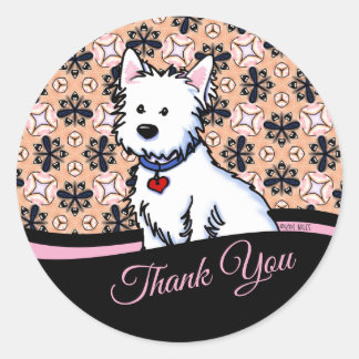 Westie Terrier Thank You Classic Round Sticker