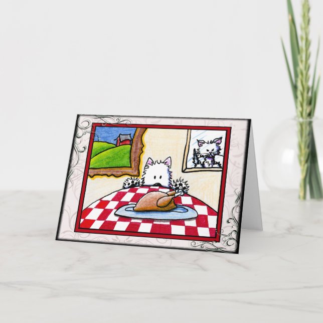 Westie Terrier Thanksgiving Greeting Card (Front)
