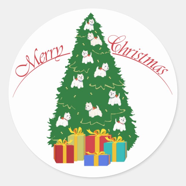 Westie Tree Classic Round Sticker (Front)